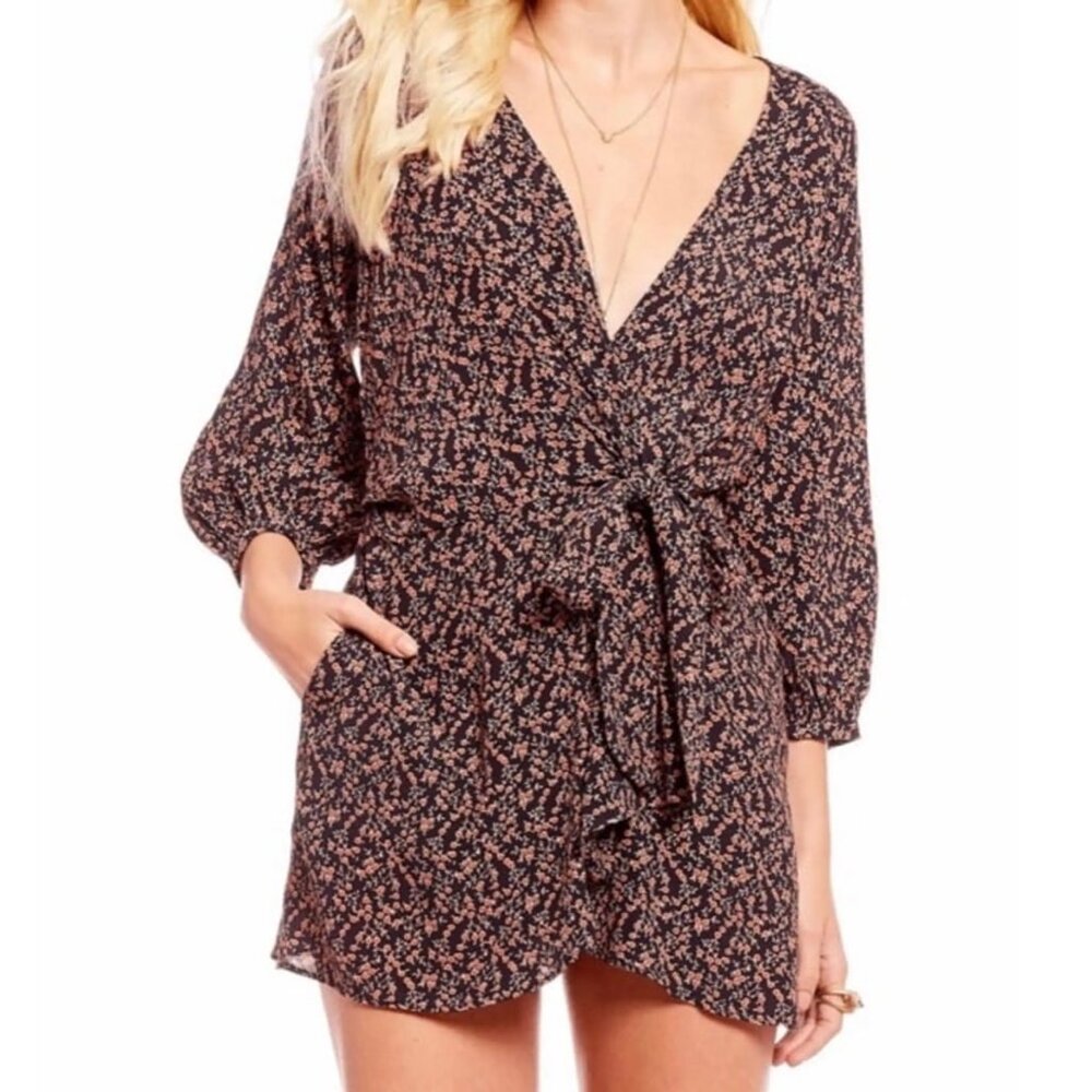 FREE PEOPLE Clara Liberty Tunic/ Mini Dress - Black/Pink - Size XS
